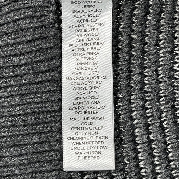 Ann Taylor Loft size large grey shimmery button up vneck cardigan sweater EUC - Picture 14 of 15